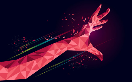 polygon hand, technological abstract,のイラスト素材