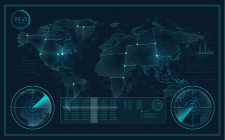 technological experiment, futuristic backdrop, radar interfaceのイラスト素材