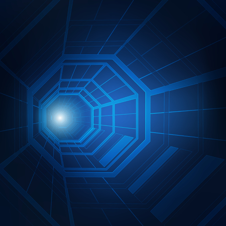 3D circle futuristic tunnel in technological theme, concept of digital gateway, abstract technology backgroundのイラスト素材