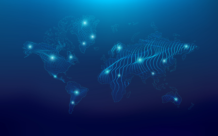 World map in technological style; dot elements for info graphicsのイラスト素材