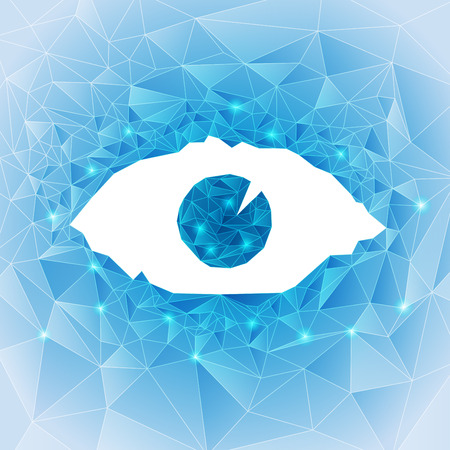 abstract technological eye, polygon eye in concept of digital communicationのイラスト素材