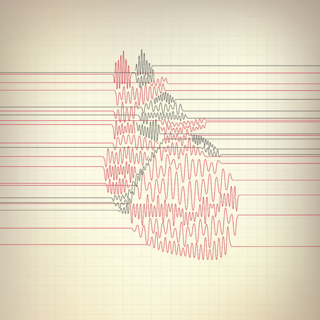 vector of heart cardiogram. Cardiology concept of pulse rate graph combined with heart shapeのイラスト素材