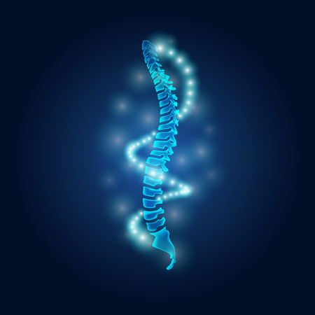 human spine with the dna ligth in science fiction themeのイラスト素材