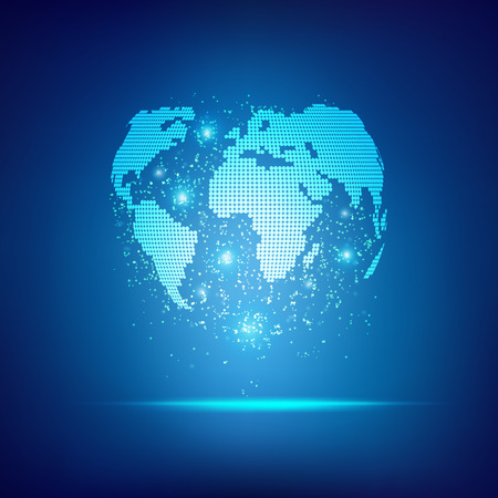 World map in digital technology style; concept of communication worldのイラスト素材