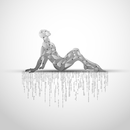 Concept of technology advancement, digital body scanningのイラスト素材