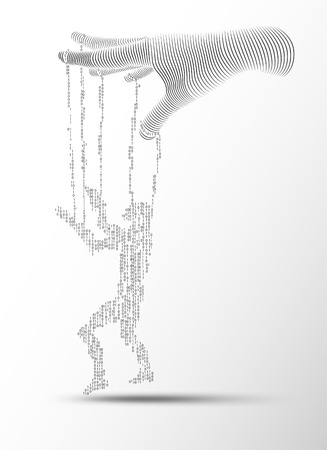 Concept of technology control, designed hand control a binary manのイラスト素材