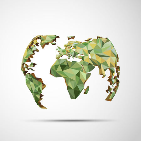Green-brown polygonal globe in modern styleのイラスト素材