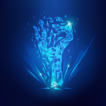 broken polygon fist in futuristic styleのイラスト素材