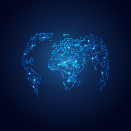 World map globe in wireframe style,polygon elements for info graphicsのイラスト素材