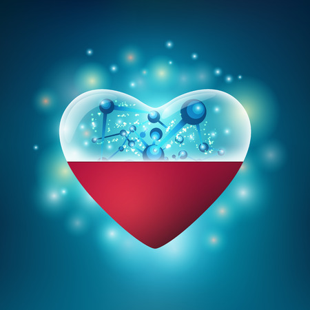 concept of heart attack treatment, shape of heart combined with red pillのイラスト素材