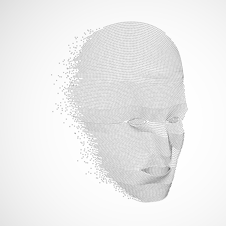 graphic of dotted human head, concept of technology advancement, vector of robotic evolutionのイラスト素材