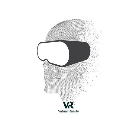 Concept of virtual reality technology, graphic of digital man with vr glasses.のイラスト素材