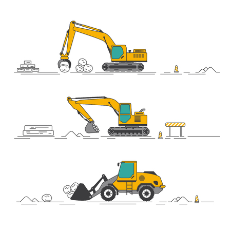 graphic of yellow excavator in construction industryのイラスト素材