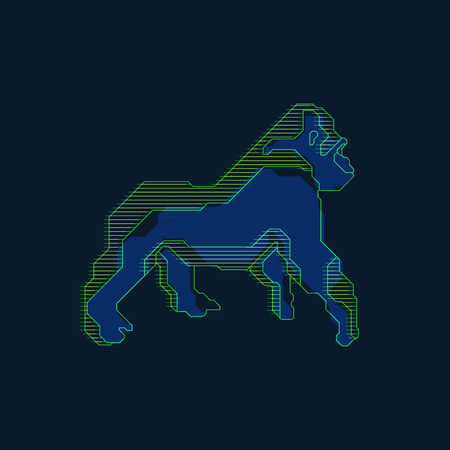 graphic of character design of gorilla in digital futuristic styleのイラスト素材