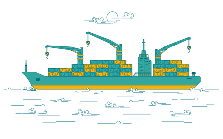 Graphic of cargo ship in ocean, concept of industrial logistic.のイラスト素材