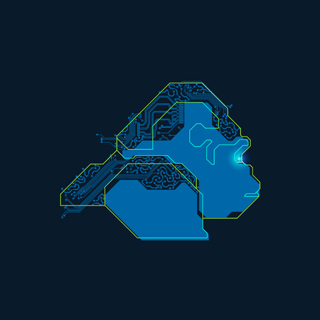 graphic of character design of gorilla in digital futuristic style Vector illustration.のイラスト素材