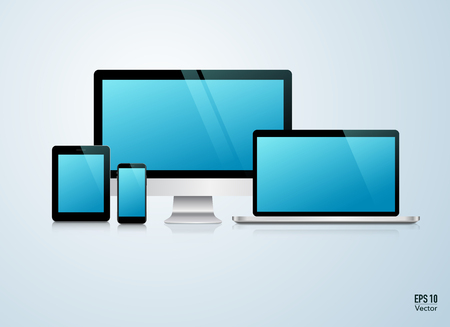 realistic digital technology devices for mockup or decorationのイラスト素材