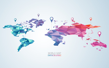 polygon world map element for infographic or decorationのイラスト素材