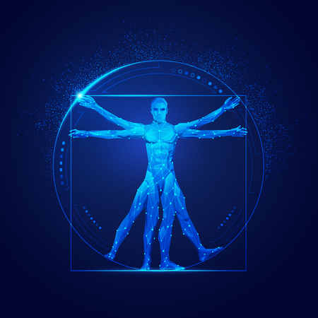 graphic of vitruvian man in futuristic styleのイラスト素材