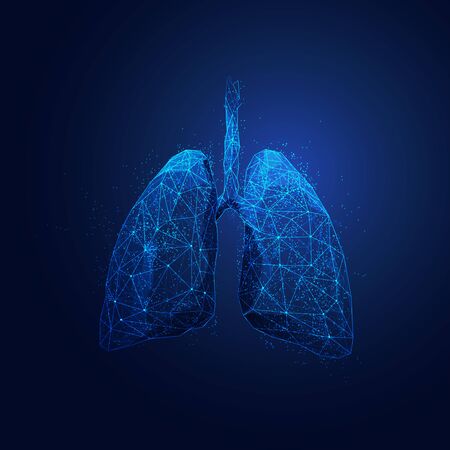 graphic of wireframe polygon lungs with futuristic elementのイラスト素材