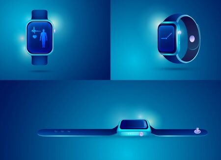 graphic of realistic smartwatch for health care technology decorationのイラスト素材
