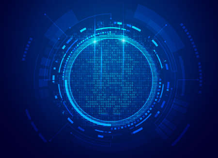 concept of cryptocurrency technology, graphic of bitcoin symbol with futuristic elementのイラスト素材
