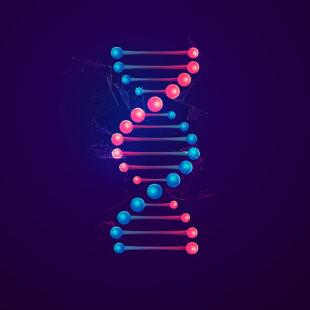 concept of biotechnology or synthetic biology, graphic of DNA with futuristic elementのイラスト素材