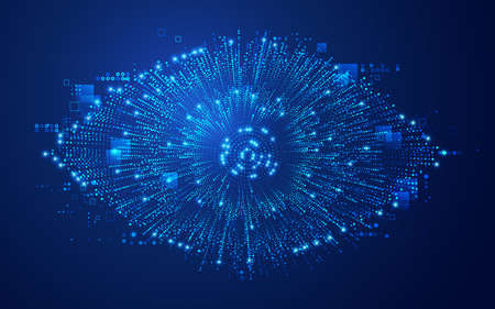 concept of cyberspace or digital transformation, graphic of dotted eye with futuristic elementのイラスト素材