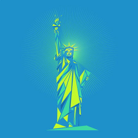 graphic of colourful low poly statue of liberty USAのイラスト素材