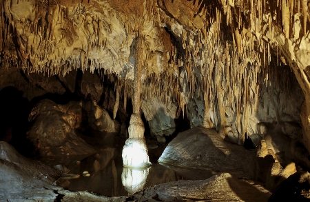 Dropstones in a cave の写真素材