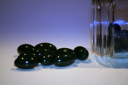 Spilled Blue Gelltabsの写真素材