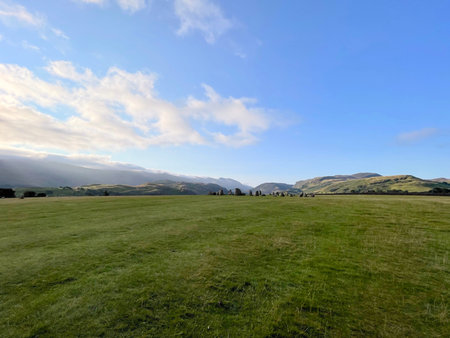 Castlerigg stone circle standing in lake district landscapeの写真素材
