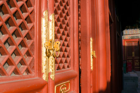 ancient chinese wooden door designの写真素材