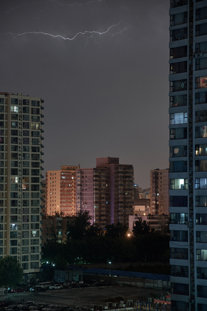 Lighting scene in a cityの写真素材