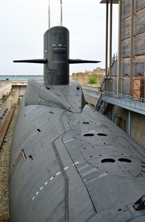 The SSBN Le Redoutable is a former French nuclear powered ballistic missile submarine の写真素材