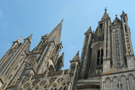 Coutances Cathedral is a Gothic Roman Catholic cathedral. (Normandy, France) Its construction started in 1210.の写真素材