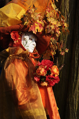 Typical Venetian carnival papier-mache masks. They were used both by men and women on different occasionsの写真素材