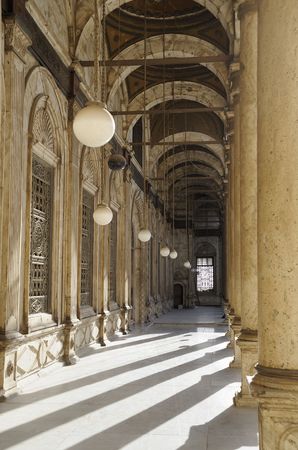 View of the arcades within the open courtyardの写真素材
