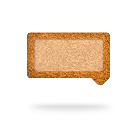 Talk tag,leather texture on white backgroundの写真素材