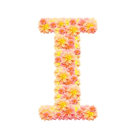 I,flower alphabet isolated on whiteの写真素材