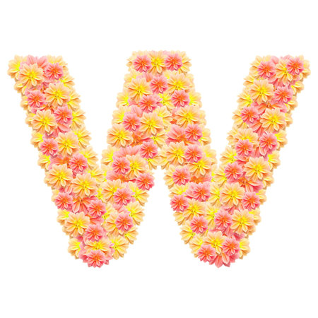 W,,flower alphabet isolated on whiteの写真素材