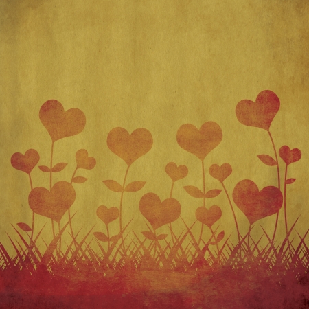 Heart flower on grunge backgroundの写真素材