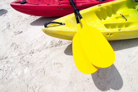 Yellow kayak oarの写真素材