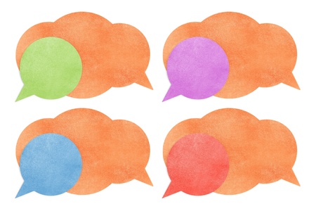 Paper texture ,bubble talk tag on white backgroundの写真素材