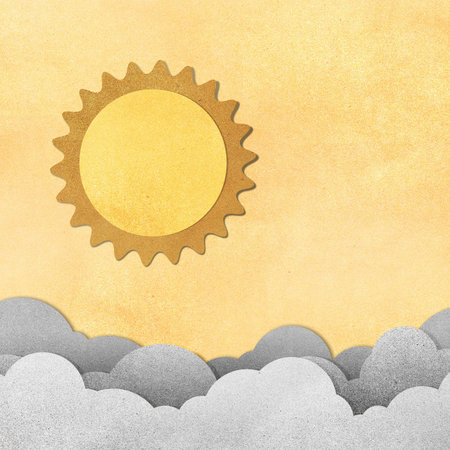 Grunge paper texture sun and cloudの写真素材