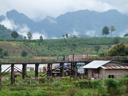 Thailand Floating Town in Sangklaburi Kanchanaburi Thailandのeditorial素材