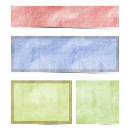 Recycled paper stick on white  background の写真素材