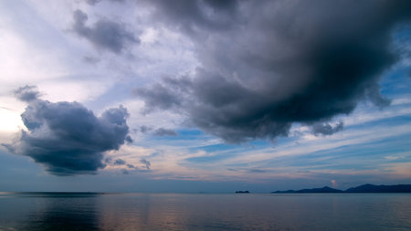 Storm on the sea after a rain
