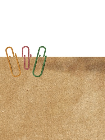 Paper clip and recycle paper on white backgroundの写真素材
