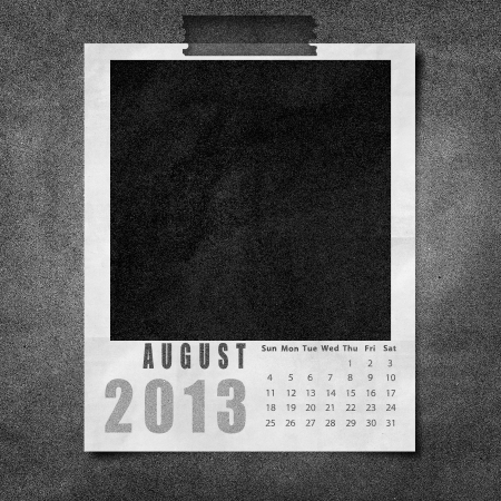2013 year calendar August on black paper board backgroundの写真素材
